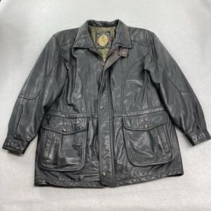 Vintage Members Only Jacket Mens Large Black Full Zip Leather Quilt Lined